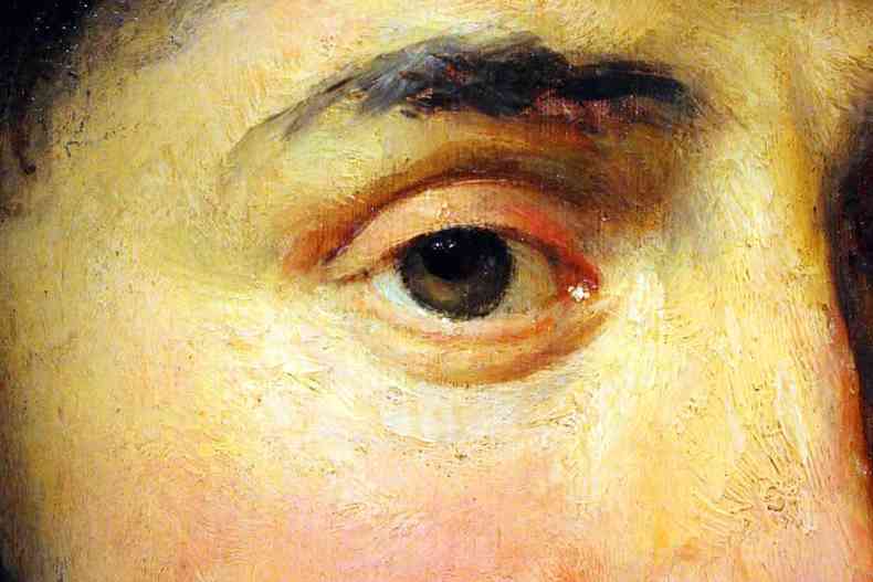 Detalhe de pintura mostra o olho de uma pessoa