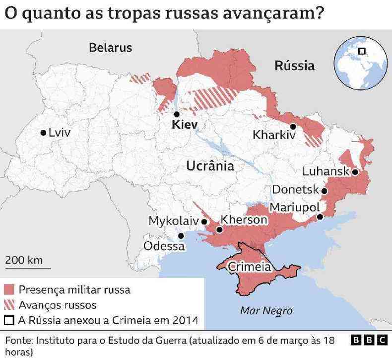 reas da Ucrnia controladas pela Rssia