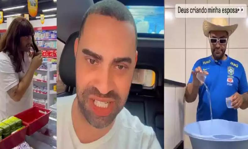 O humorista e empresário Tiago Rodrigues de Oliveira Brito, de 36 anos, executado a tiros em Ipatinga nessa terça-feira (15/8)(foto: Redes sociais/Reprodução) Fotomontagem com cenas de Tiago Rodrigues de Oliveira Brito nas redes sociais.