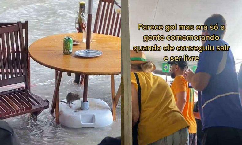 pessoas comemorando rato