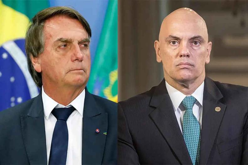 Montagem com Bolsonaro e Alexandre de Moraes lado a lado
