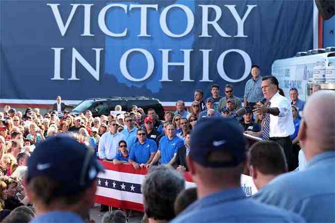 Mitt Romney faz discurso em Ohio, um dos que pode definir o pleito (foto: Justin Sullivan/Getty Images/AFP)