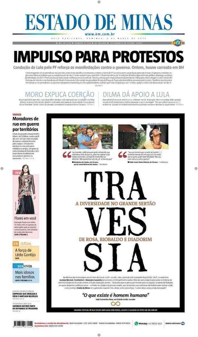 Confira a Capa do Jornal Estado de Minas do dia 06/03/2016