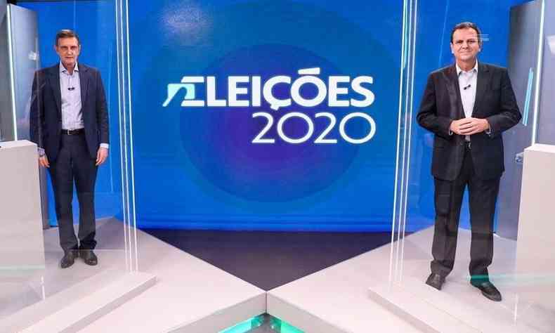 Debate promovido pela TV Globo antes das eleies 2020 entre Crivella e Paes(foto: Reproduo)