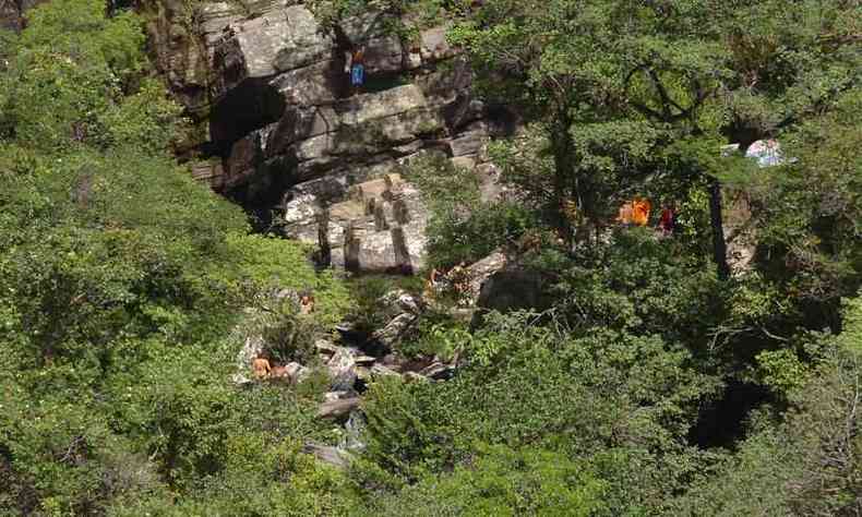 Vista de cima, da Cachoeira Vu da Noiva, no Parque Nacional da Serra do Cipo