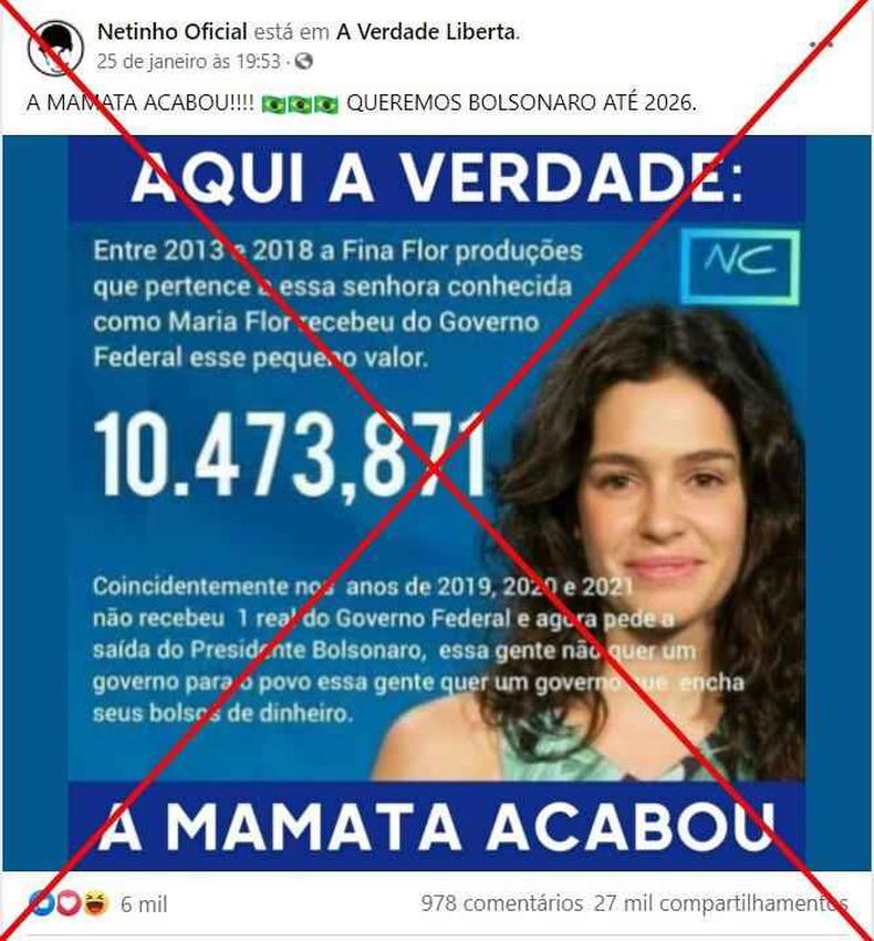 Captura de tela feita em 3 de fevereiro de 2021 de uma publicao no Facebook