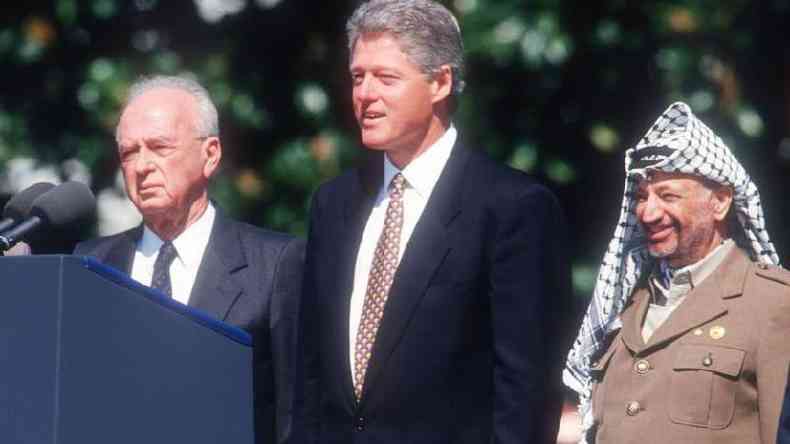 Yitzhak Rabin, Bill Clinton e Yasser Arafat