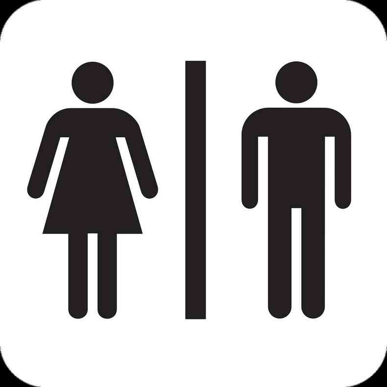 cones de masculino e feminino usados em portas de banheiros