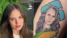Morador de Campo Grande faz tatuagem de Larissa Manoela com milho e PIX