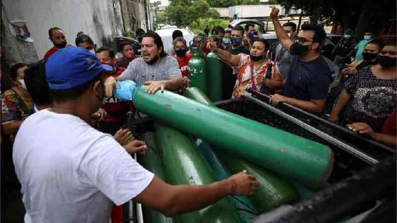 Crise do oxignio em Manaus, em janeiro; Pazuello atribuiu responsabilidade ao governo do Amazonas(foto: Reuters)