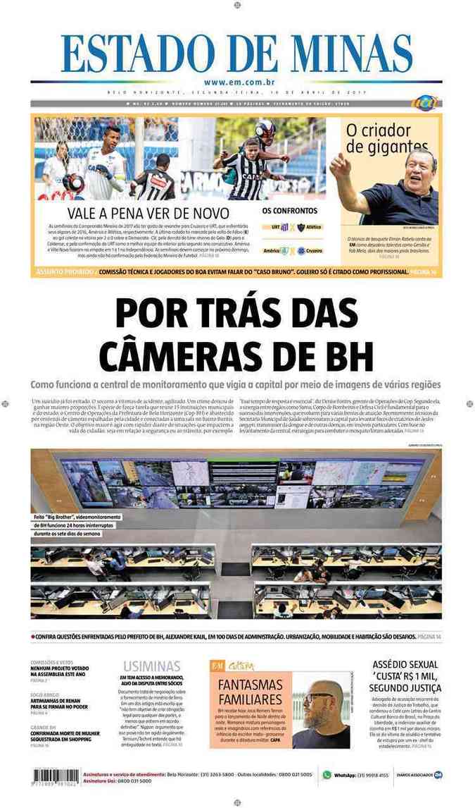 Confira a Capa do Jornal Estado de Minas do dia 10/04/2017