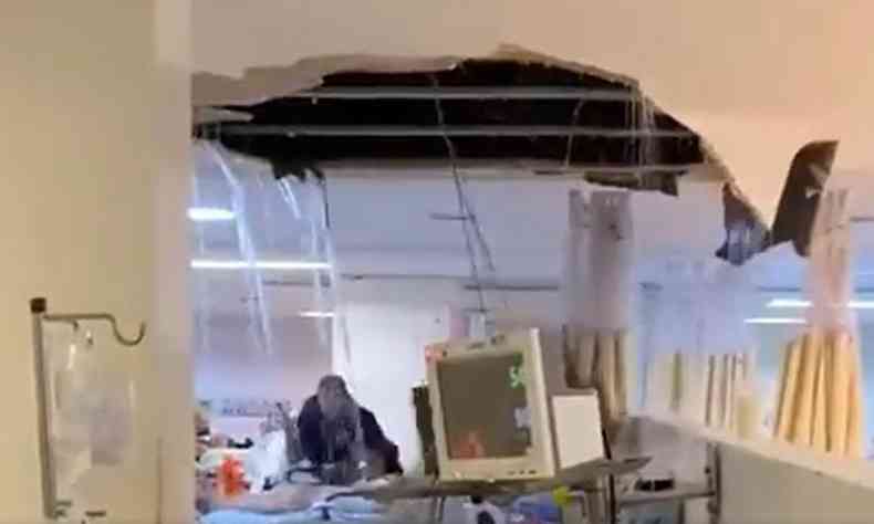 Desabamento de teto em hospital