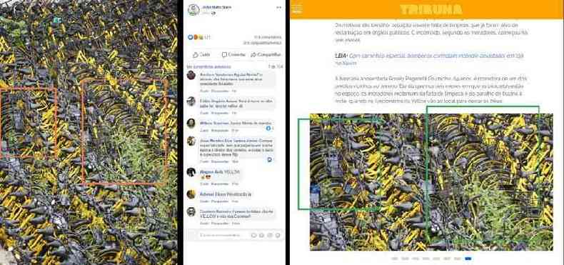Comparao feita em 21 de agosto de 2020 entre foto compartilhada no Facebook (esquerda) e foto publicada no site do jornal Tribuna do Paran