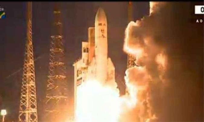 Primeiro sat�lite geoestacion�rio brasileiro para defesa e comunica��es estrat�gicas � lan�ado ao espa�o (foto: Reprodu��o/TV NBr )