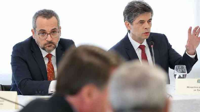 Dos ministros que participaram, seis j no esto no governo, incluindo Weintraub (esq.) e Teich (dir.)(foto: PAlacio do Planalto)