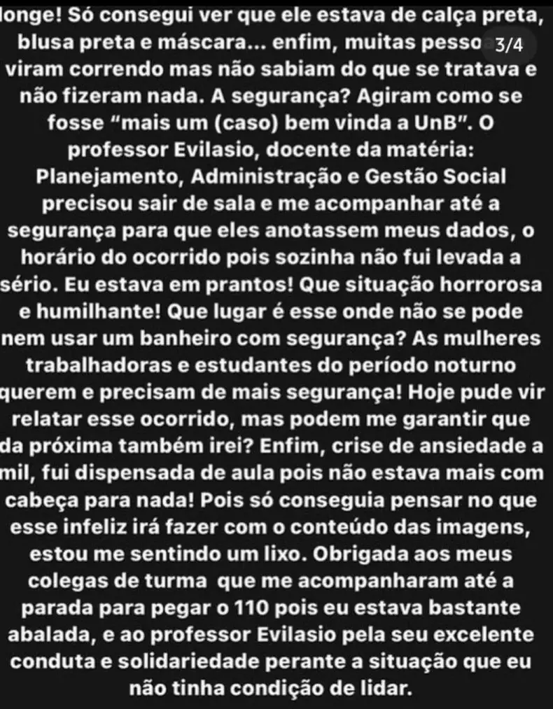 Nova tela reproduzida do Instagram segue com descrio do caso