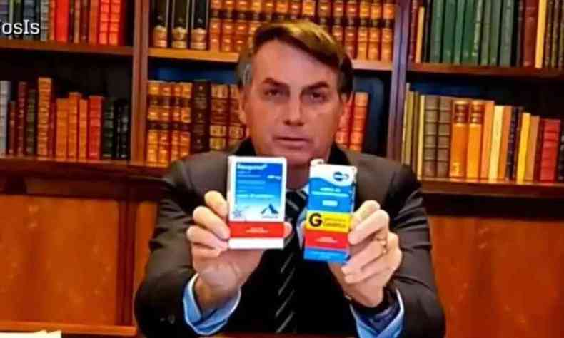 Presidente Jair Bolsonaro defende uso de medicamentos cuja eficcia contra o coronavrus no foi comprovada cientificamente(foto: Reproduo/Youtube)
