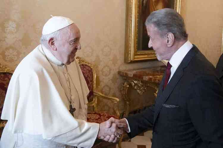 O Papa Francisco e Silvester 'Rocky' Balboa