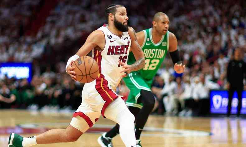 Imagem do Caleb Martin nas finais da Conferncia Leste da NBA diante do Boston Celtics