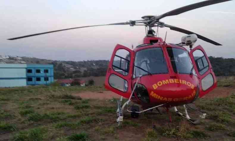 Criana foi levada em estado grave em helicptero do Corpo de Bombeiros para Alfenas(foto: CBMMG/divulgao)