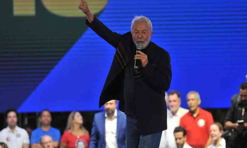 O presidenciável Luiz Inácio Lula da Silva durante ato em BH