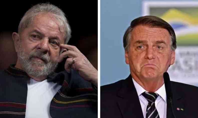 Montagem: Lula coloca a mão no rosto x Bolsonaro faz expressão triste 