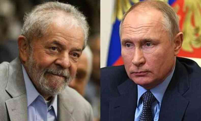 Montagem de fotos,  esquerda, Lula, e  direita, Putin