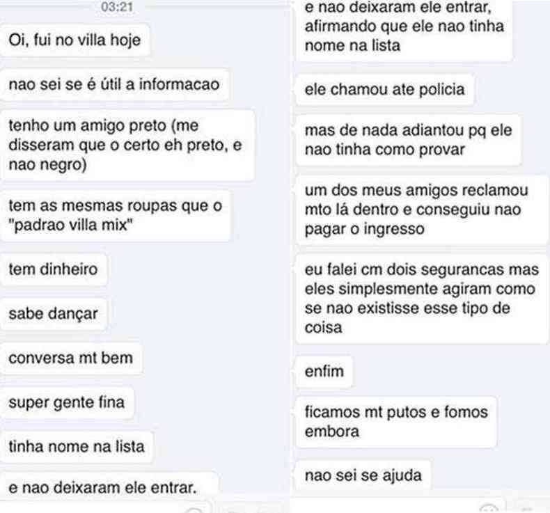 'Os promotores barram a entrada de quem  negro, acima do peso ou de pessoas que eles julgam no serem bonitas', denunciou uma das idealizadoras da pgina(foto: Reproduo/Facebook)