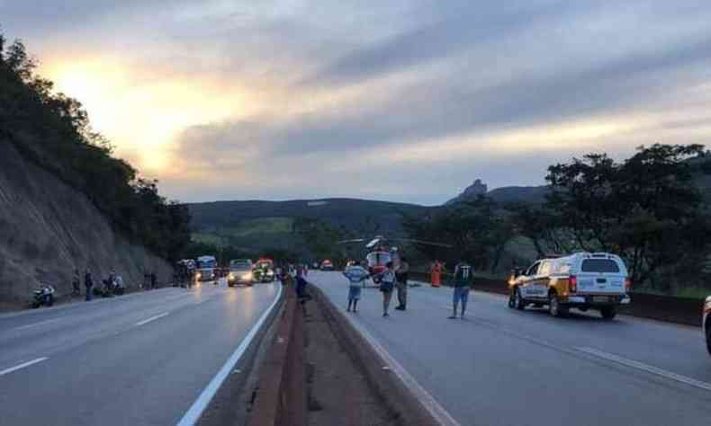 Local onde o acidente aconteceu no fim da tarde deste domingo (14/3)(foto: Reproduo/WhatsApp)