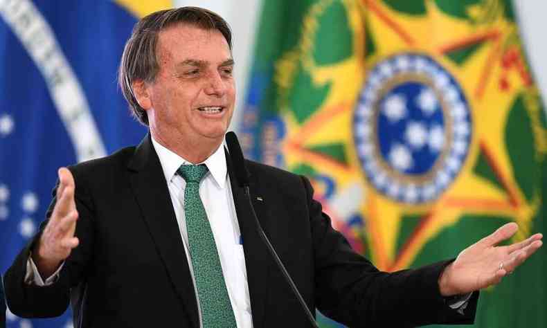 Jair Bolsonaro durante evento no Palcio do Planalto, em Braslia