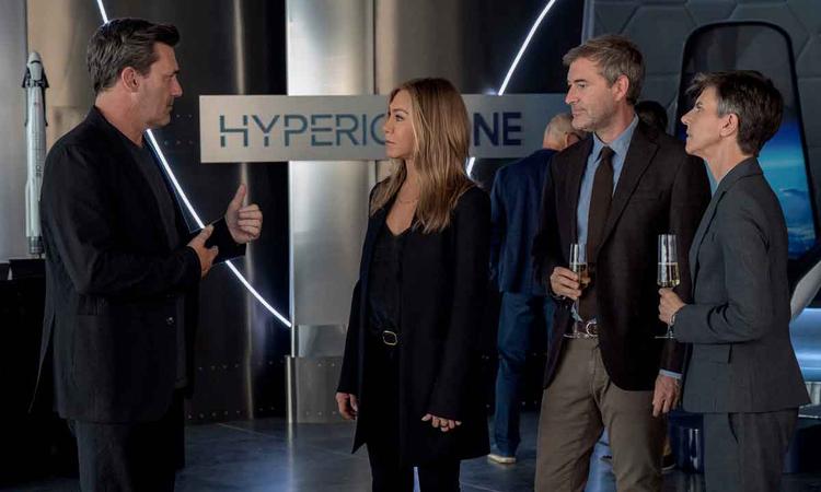 Atores Jon Hamm, Jennifer Aniston, Mark Duplass e Tig Notaro
