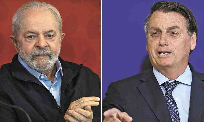 montagem de fotos dos candidatos  Presidncia Lula e Bolsonaro