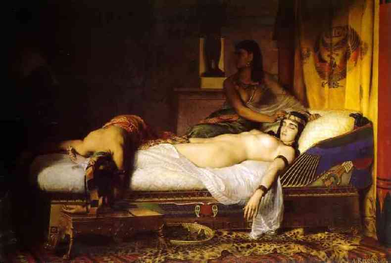 Morte de Clepatra retratada pelo pintor Jean-Andr Rixens, no sculo 19(foto: Reproduo )