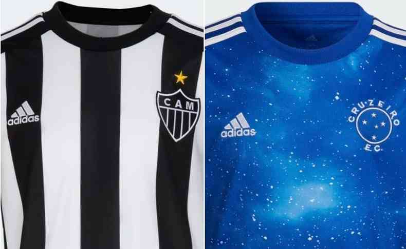 Camisas de Atlético e Cruzeiro lançadas pela Adidas no ano de 2022