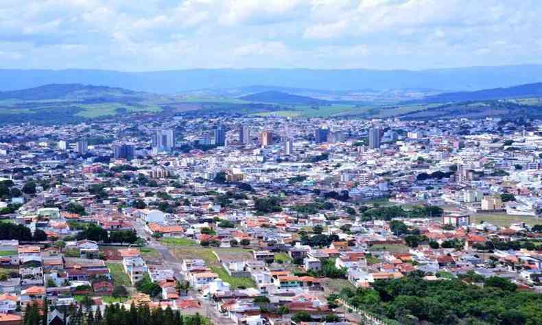 Imagem area da cidade de Passos, no Sul de Minas