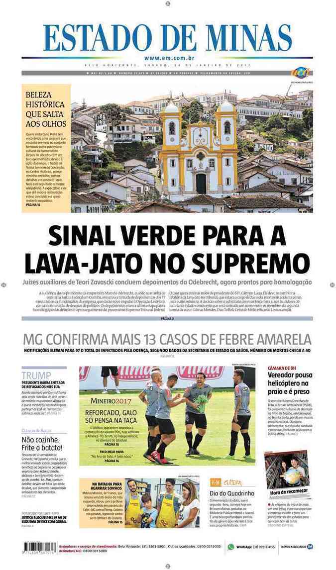 Confira a Capa do Jornal Estado de Minas do dia 28/01/2017