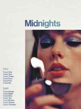 Rosto de Taylor Swift na capa do disco Midnights
