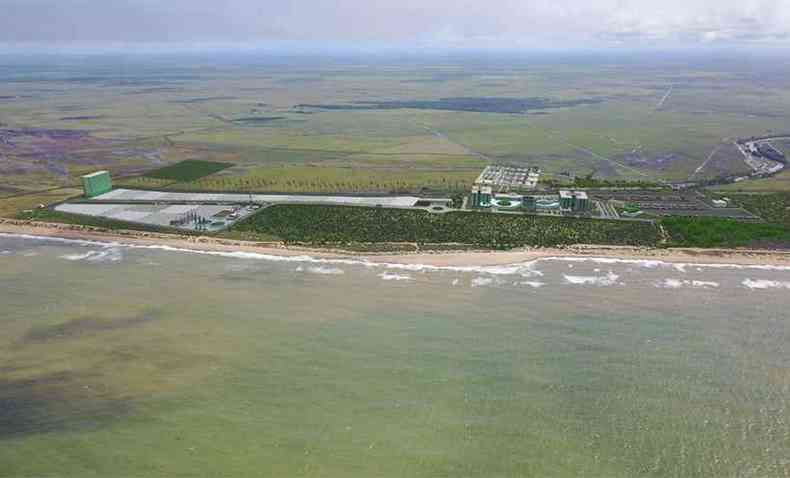 Vista area do futuro Condomnio logstico empresarial da Petrocity, em Uruuquara, em So Mateus, ES(foto: Divulgao Petrocity)