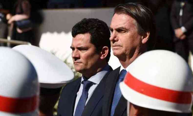 Srgio Moro e Jair Bolsonaro tiveram outro encontro nesta quarta-feira (12/6), dessa vez com a participao de diretor-geral da Polcia Federal (foto: AFP / EVARISTO SA)