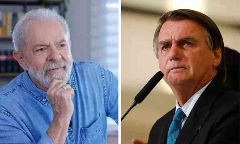 Fotomontagem com o ex-presidente Lula de um lado e o presidente Jair Bolsonaro do outro