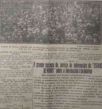 Capa do EM de 15/6/1930 mostrava pblico em frente ao jornal(foto: Reproduo)