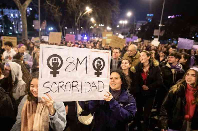 Manifestao pelo Dia Internacional da Mulher, em Madrid, na Espanha, em 8 de maro de 2023