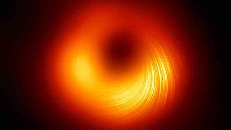Jatos de luz escapando do buraco negro no centro da galxia M87