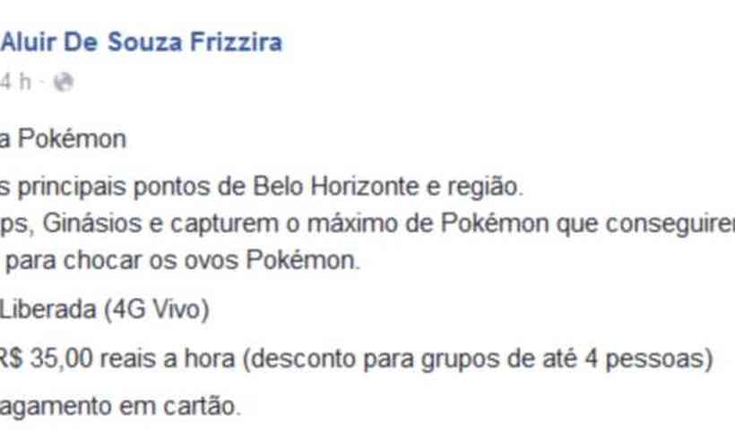 Serviço de motorista para capturar Pokémon é oferecido em Belo Horizonte -  Gerais - Estado de Minas