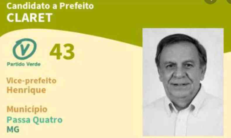 Atual prefeito e candidato a reeleio morre em Passa Qautro(foto: Redes Sociais/Reproduo)