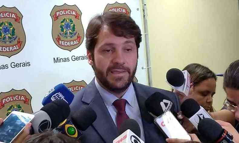 Delegado Luiz Augusto Pessoa Nogueira durante a coletiva nesta manh(foto: Mateus Parreiras/EM/DA Press)