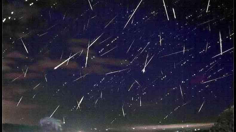 Sobreposio de registros da chuva de meteoros Lridas, entre os dias 14 e 16 de abril de 2022