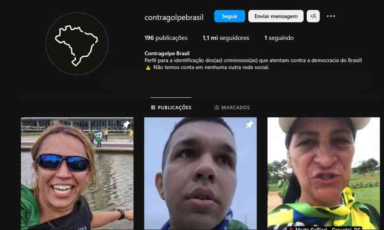  perfil Contragolpe Brasil com fotos de bolsonaristas identificados
