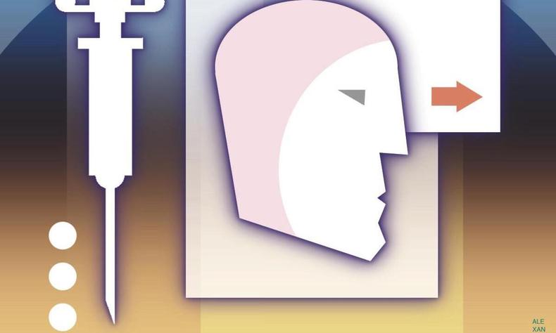 ilustrao mostra rosto masculino de perfil e seringa