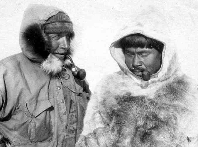 Alfred Wegener e o esquim Rasmus Villusen (1930) - uma das ltimas fotos antes de sua morte trgica devido as condies severas do clima da Groelndia.(foto: Alfred Wegener Institute)